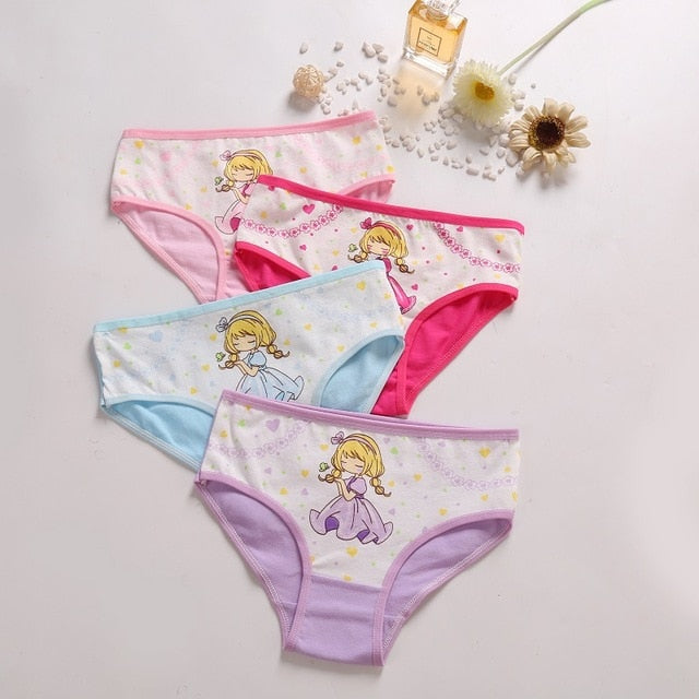 4 Pcs/Lot Cotton Soft Panties For Girls Lovely Baby Girls