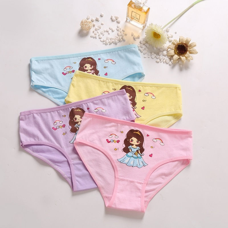 4 Pcs/Lot Cotton Soft Panties For Girls Lovely Baby Girls