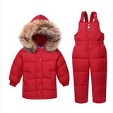 Winter Clothing set Boys Jacket Coat + Bib Pants