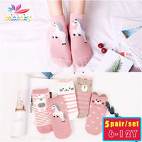 5Pairs/lot Kids Ankle Socks Cute Children Unicorn Socks For Girls Boys Seamless Ankle White Soft Cotton Socks 6 8 10 12 Years